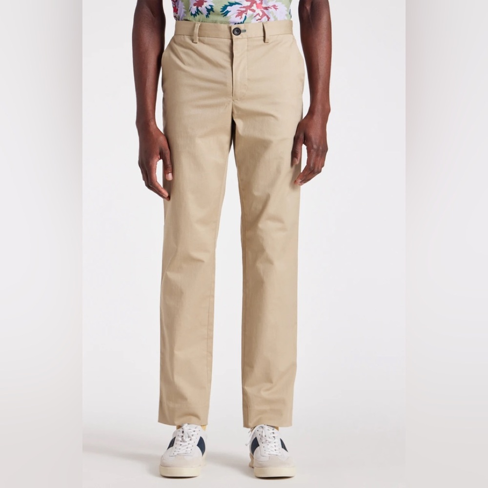 PS Paul Smith Mid-Fit Tan Cotton-Linen Chinos 34 NWT